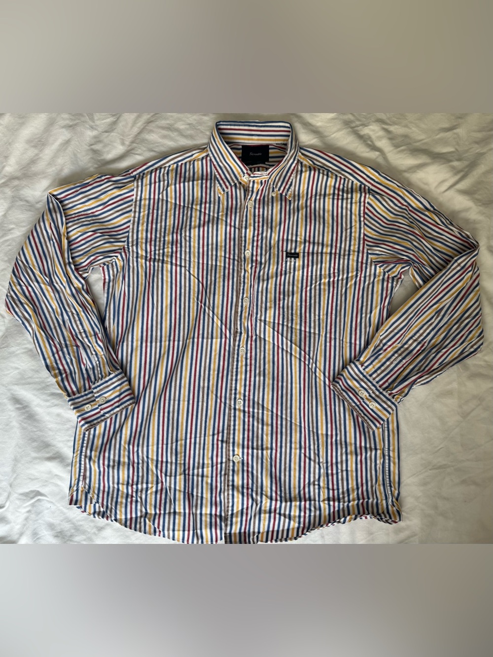 Arrow Multi-Stripe Button-Down Men's Shirt - Blue/Red/Yellow